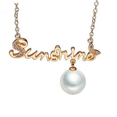 

Women Gift word 925 Sterling silver real Natural sunshineS925 silver pearl pendant circle with silver chain birthday gift to 9-1