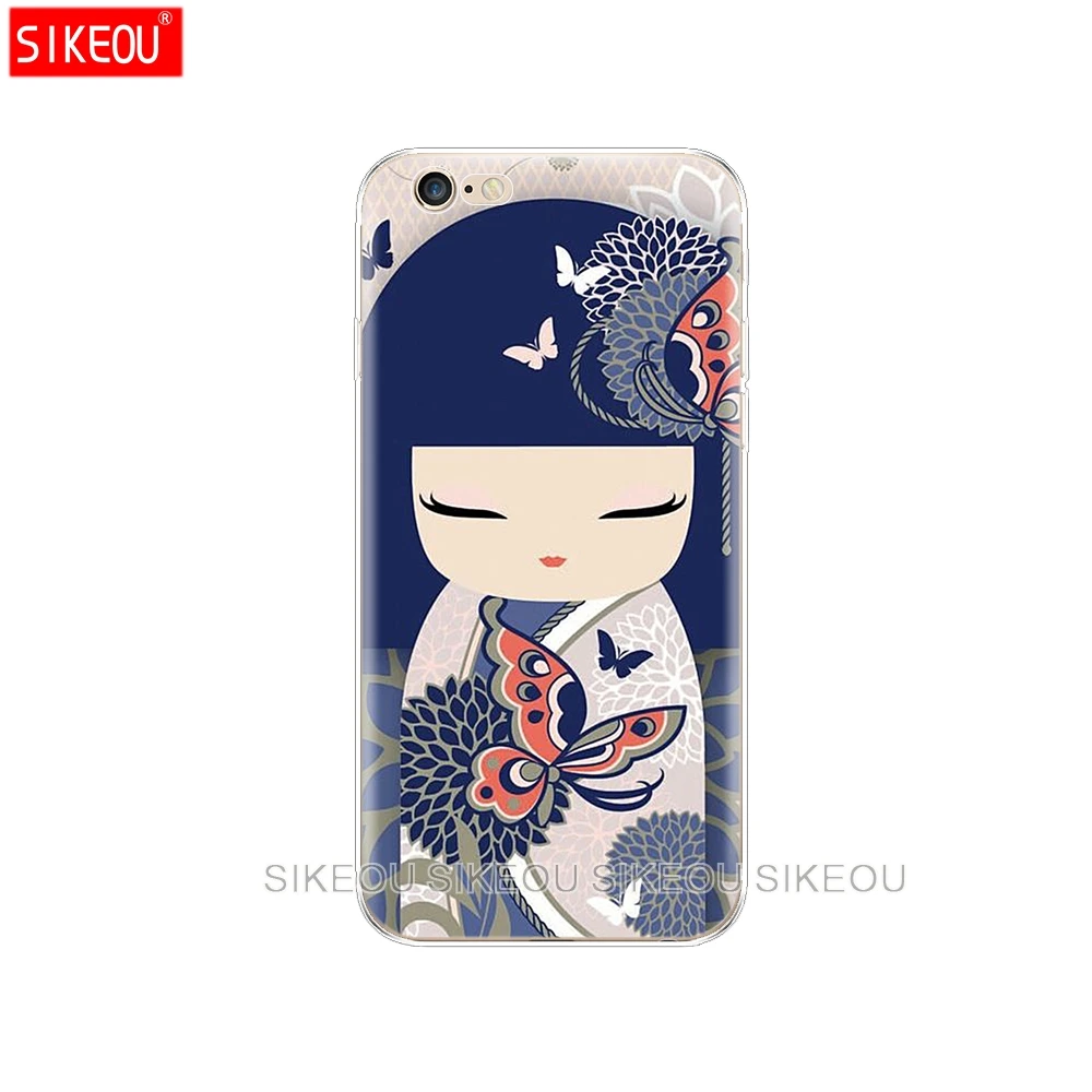 Силиконовый чехол для телефона Iphone 6X8 7 6s 5 5s SE Plus 10 XR XS Max kawaii Japanese Kokeshi Doll|Бамперы| |