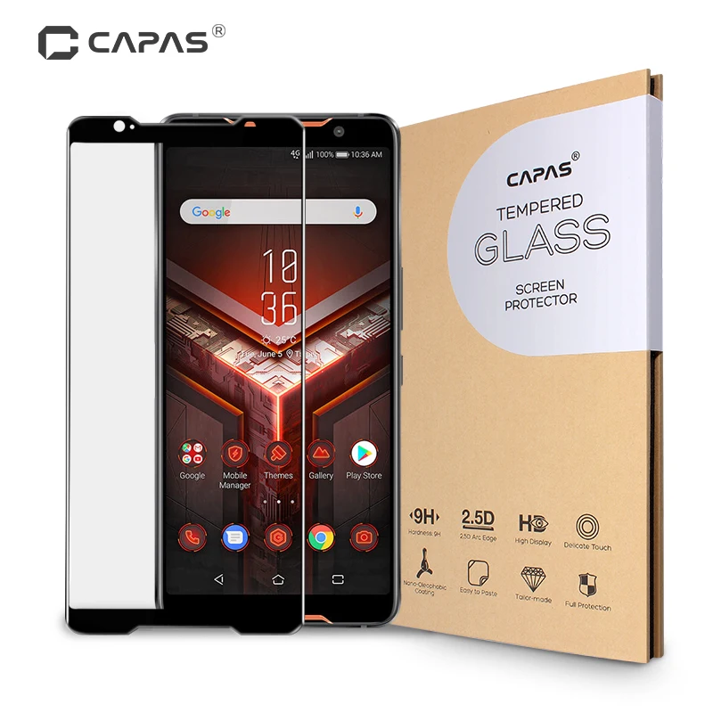 

For Asus ROG Phone Tempered Glass ROG Phone Screen Protector 9H 2.5D Full Coverage Protective Film LCD Guard Shockproof Black