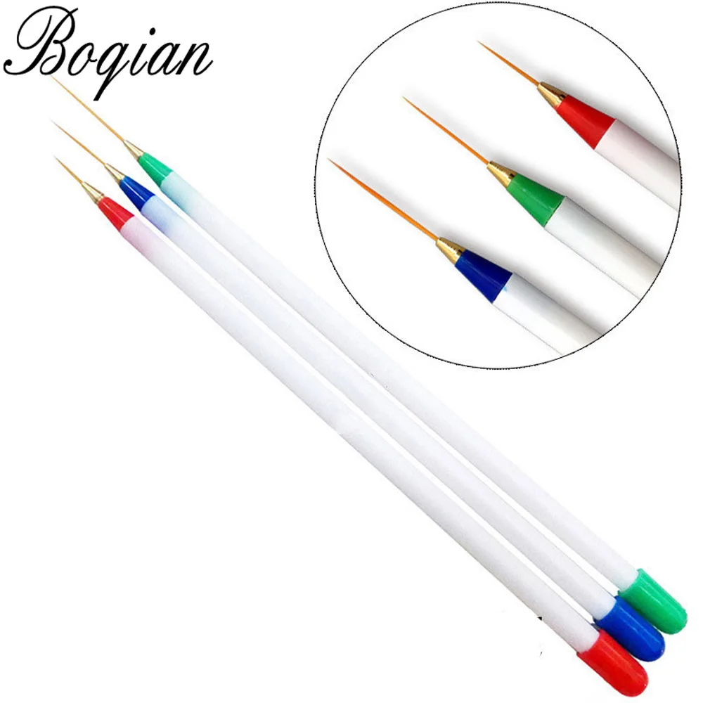 

BQAN 3 Pcs Nail Art Tips Tools Polish Pen Brush Drawing Stripe Liner DIY Nail Dotting