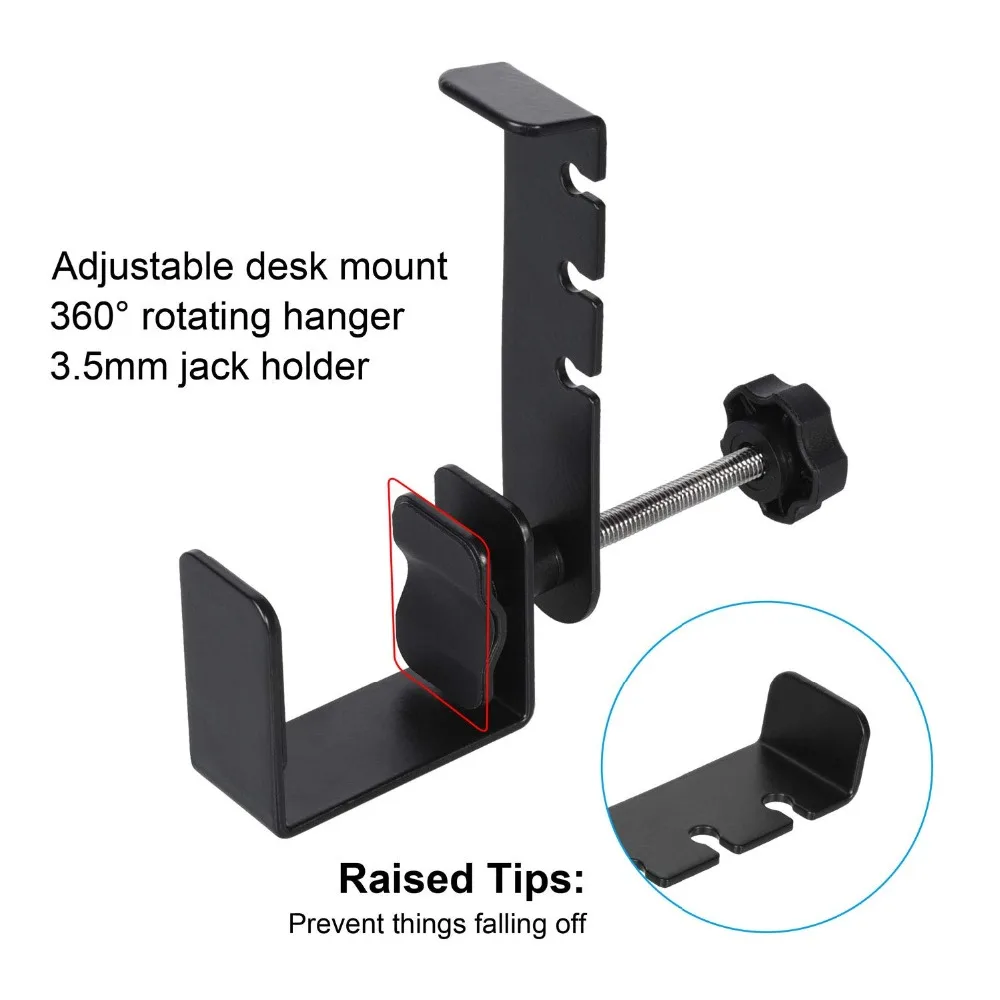 Наушники металлический держатель крючков с регулируемыми вращающимися зажимами для гарнитуры, крепится к столу вешалка подходит Встроенный зажим для кабеля Org