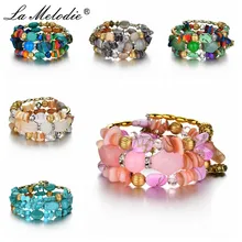 

New Woman Bohemia Multilayer Adjustable Charm Bracelets for Women Vintage Beads Resin Stone Bracelet&Bangles Ethnic Jewelry