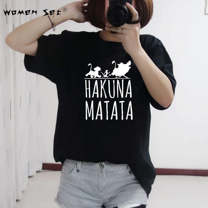 

2018 Hakuna Matata letter print Tee shirt Homme Summer Women Short Sleeve t shirt Plus Size women casual 100% Cotton top
