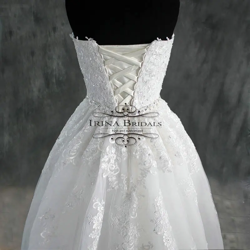Свадебное платье с кружевной аппликацией и открытыми плечами robe de mariage|detachable skirt