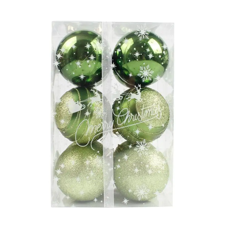 12 круглых шаров для рождественской елки, украшения для елки, подвески для рождественской вечеринки, вечерние, свадебные украшения 6 см 5O929 - Цвет: Green