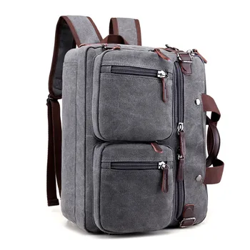 

13 14 Inch Canvas Convertible Laptop Bag Case Multi-Pocket Briefcase Backpack Laptop Messenger Bag For Macbook
