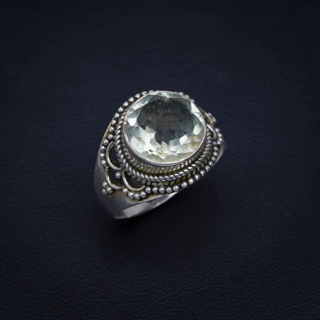 Фото Золотое кольцо ручной работы с натуральным зеленым амулетом 925 пробы | Украшения