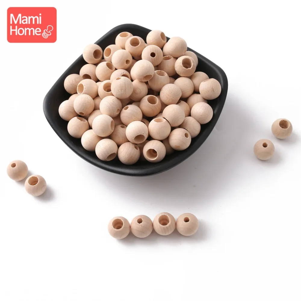 

mamihome 50pc Beech Wood Beads Chew Toys Smooth Balls DIY Making Bracelet Necklace Accessories Nurse Gifts Baby Teething