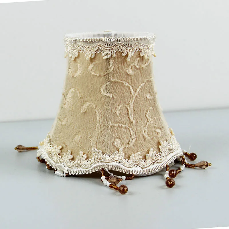 

Flannel Beaded Lamp shade Cloth Lampshade Cover Lamp Living Room Bedroom Lights, Clip On