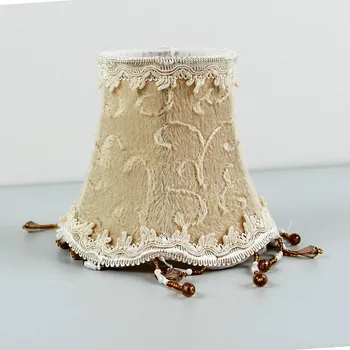 

Flannel Beaded Lamp shade Cloth Lampshade Cover Lamp Living Room Bedroom Lights, Clip On