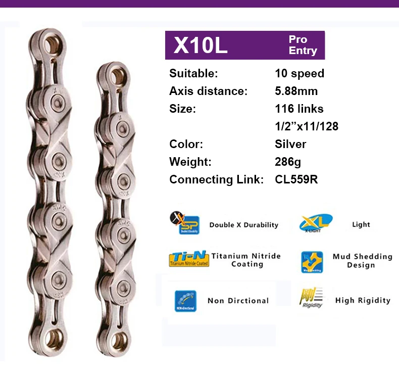 Excellent KMC Chain 116 Links 9/10/11 Speed Bike Chain With Missing Connect Link Silvery Golden Light MTB Road Racing Bicycle Chain 16