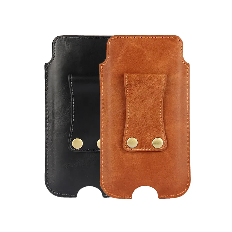 Kopen Koeienhuid Koe Lederen Pouch Case Riemclip Holster Cover Voor iPhone 7 Voor iphone 8 Luxe Portemonnee Telefoon Tas Case