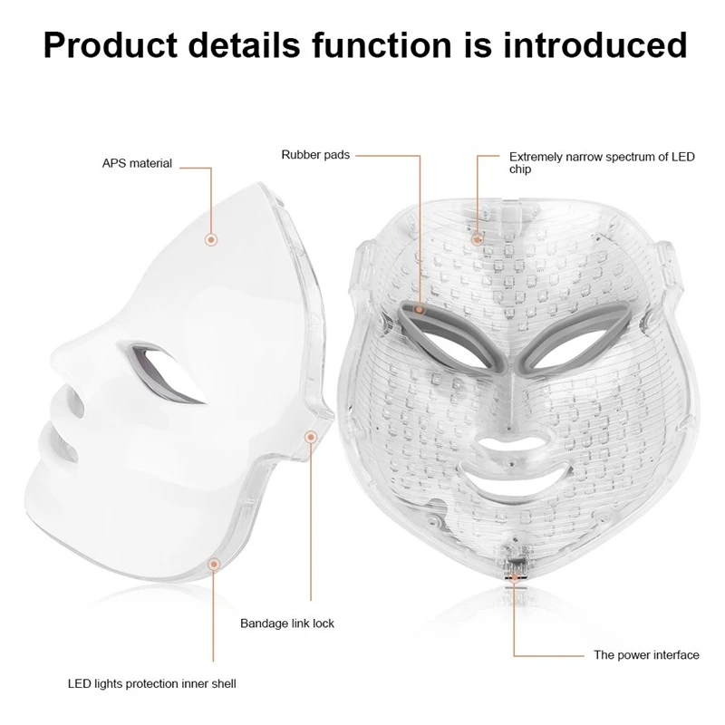 Фотодинамическая светодиодный маска для лица Домашнее использование инструмент красоты против прыщей, для омоложения кожи светодиодный фотодинамическая маска для лица