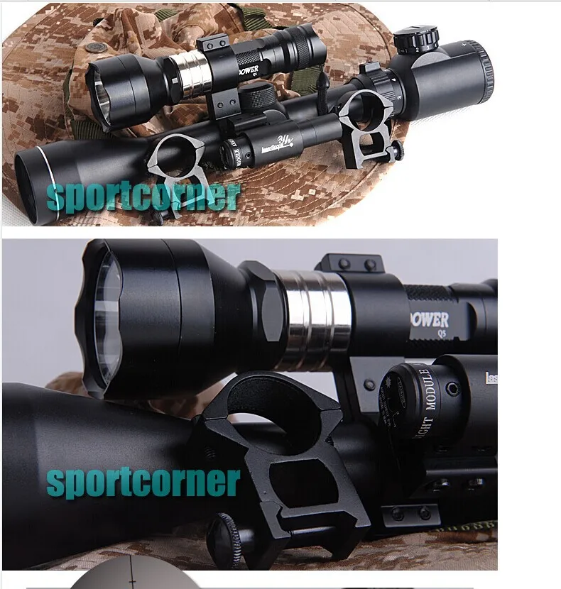 

high quality  airsoft hunting professional new Illuminated 3-9X40 rifle SCOPE + 600 Lumens torch+tactical red dot laser