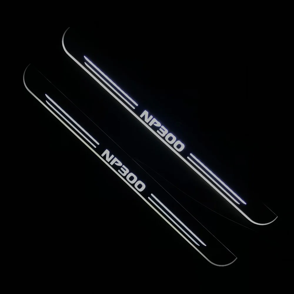 RQXR led движущиеся двери потертости для Nissan np300 динамический порог пластина плоская подкладка наложения потока/натюрморт света, 2 шт