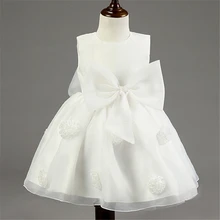 2017 Bébé Filles En Bas Âge Robe De Mariage De Partie Enfants Blanc Bridemaid Princesse Robes Filles Vêtements Enfants Tutu Robe Robe Fille