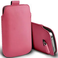 Leather Pull Tab Sleeve Pocket Cover Case - 7plus 8plus (Pink)
