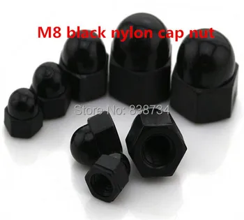 

50pcs DIN1587 m8 black nylon / plastic hex / hexagon acorn dome cap nut