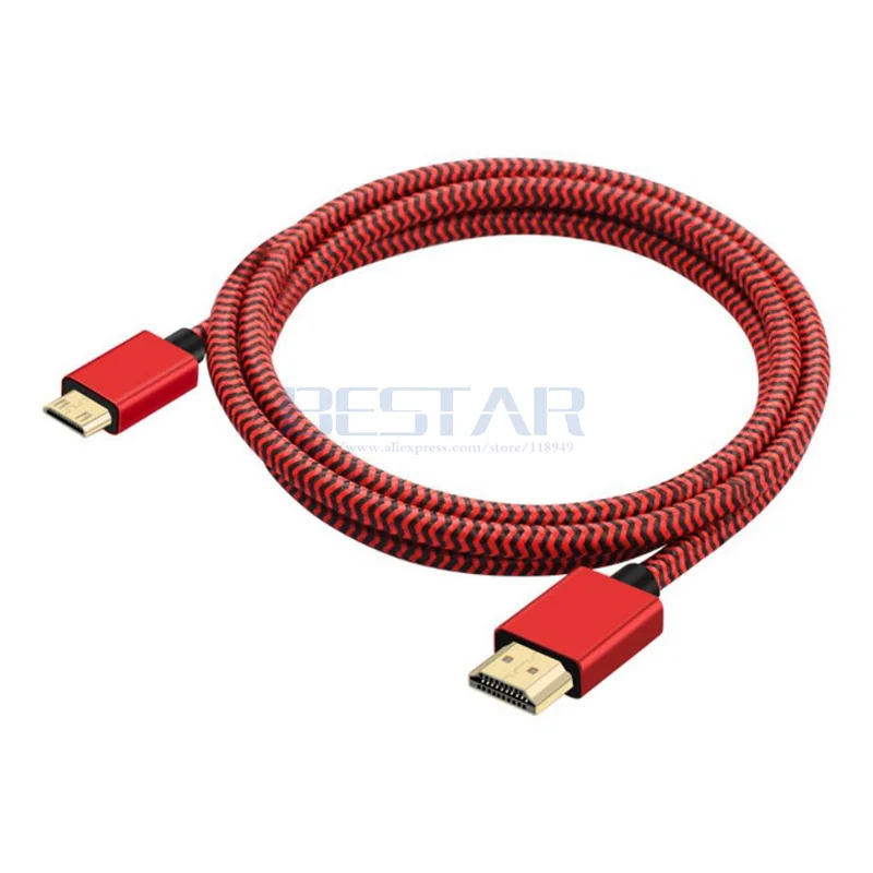 Мини-hdmi 2,0 кабель мини-hdmi в HDMI 2,0 кабель HDMI V2.0 4k 3D HD кабель 1,2 м 2 м 3 м серебристо-серый красный для HD ТВ камеры планшета ТВ