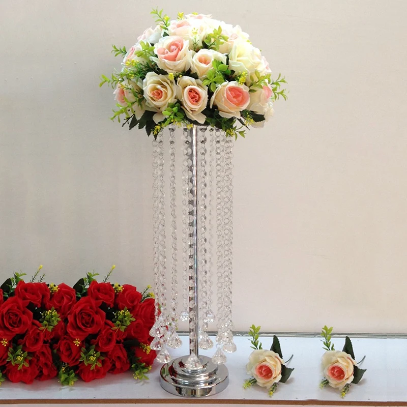 PEANDIM 55cm Tall Acrylic Wedding Table Centerpiece Home Party Wedding Flowers Decor Road Leads Flower Rank