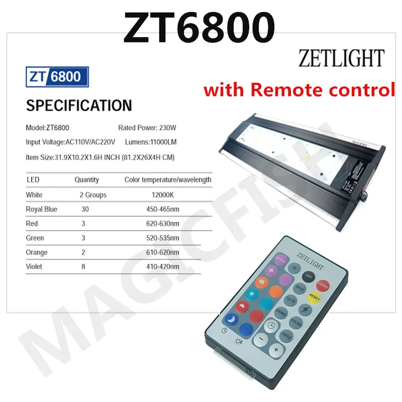ZET светильник ZT6800 ZT6800C wifi светодиодный светильник аквариумное Коралловое освещение морской коралловый резервуар для морской воды цилиндрические лампы для роста кораллов - Цвет: ZT6800