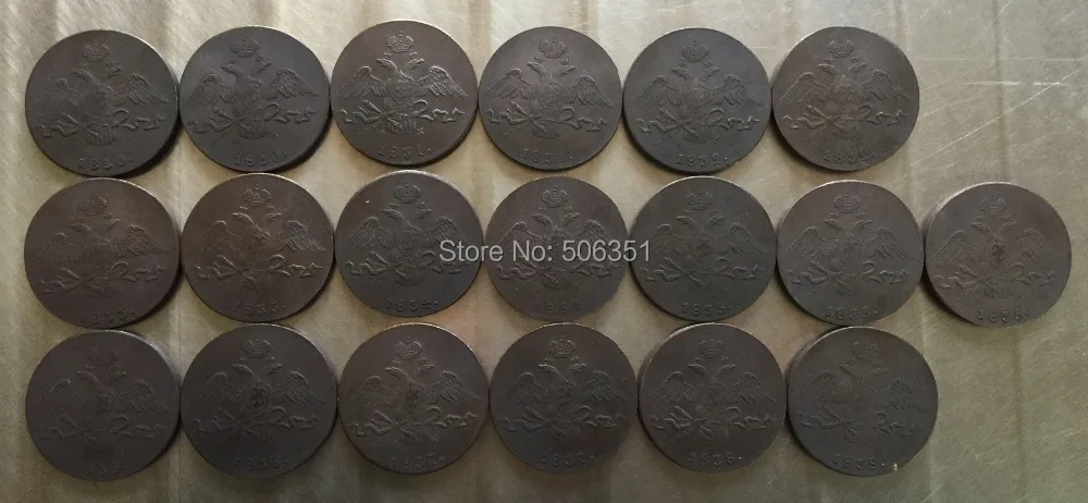 

wholesale <1830-1839> 19 russian coins 10 Kopeks copy 100% coper manufacturing