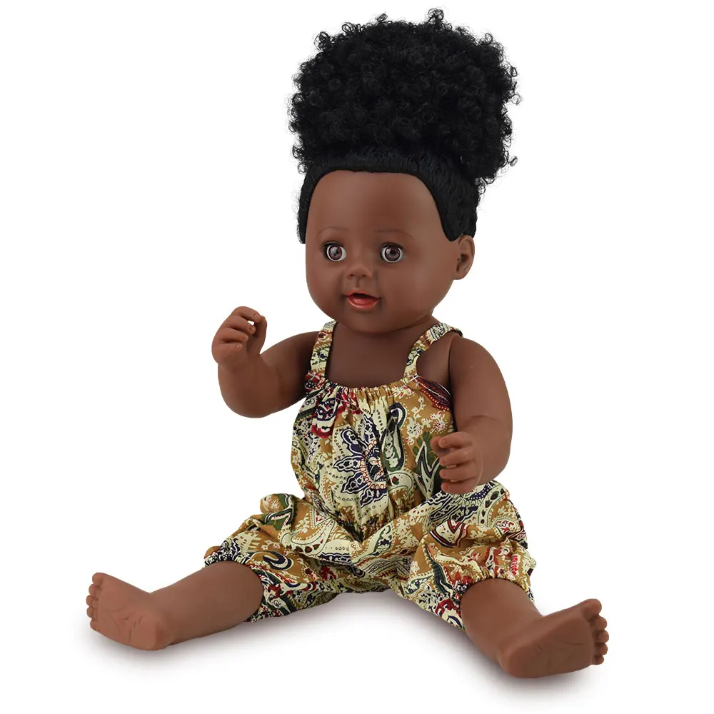 YARD 40 см африканская чернокожая кукла Модная Кукла леди детская игрушка Мягкий силикон Reborn Baby реалистичные виниловые куклы для девочек подарок - Цвет: Серый