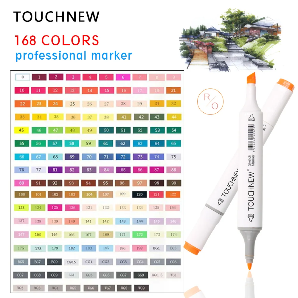 

TOUCHNEW 80 Colors Set Art Markers Pen Sketch Alcohol Based Markers Dual Head Brush Pen For Drawing Manga Art Supplies