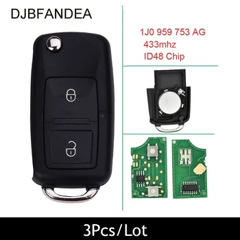 

DJBFANDEA 3Pcs/Lot Remote Key DIY for VW/VOLKSWAGEN Beetle Bora Golf Passat Polo Transporter T5 1J0 959 753 AG