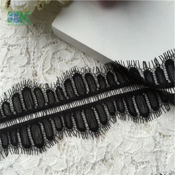 

2017 Fashion Eyelash lace 12M/ lot Lace Eyelash Lace Fabric 8cm DIY Decorative High Quality Soft Off White Nylon Eyelash Lace Tr