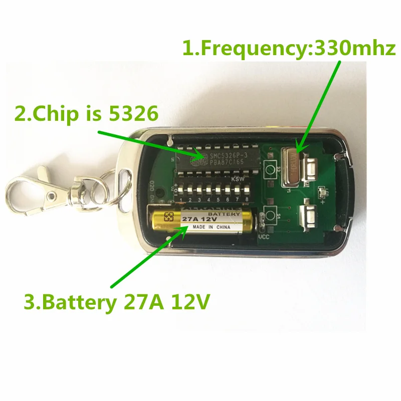 2 шт. Малайзии 5326 330 мГц DIP переключатель авто ворота пульт дистанционного управления, передатчик, брелок с металлической сдвижной крышкой