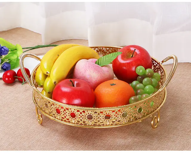 Online Shop Fashion Metal Fruit Storage Tray Golden Countertop