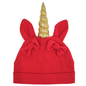 

Baby Unicorn Rabbit Child Small Gold Bow Palace Hat Winter Warm Baby Soft Turban European Hair Accessories Headband For Girl