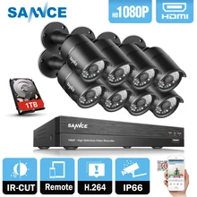 SANNCE 8CH 1080 P HD цифровой видеорегистратор, система CCTV 8 шт. 1080 2.0MP видеонаблюдения камера 3000TVL дома товары теле и комплект 1 ТБ HDD