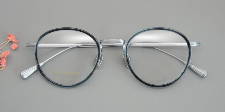 Винтажные качественные ультралегкие очки из чистого титана, классическая круглая оправа FA6138, очки для женщин и мужчин, линзы по рецепту - Цвет оправы: Gray silver