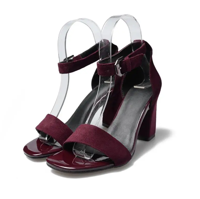 

2019 Korean version of the new summer high heel sandals female summer thick with a buckle sandals wild high heel sandals