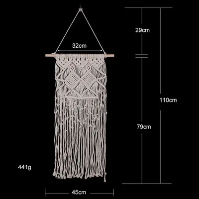 Богемный ручной узлом макраме стены искусства ручной работы хлопок настенный гобелен с кружевом ткани свадебные украшения - Цвет: As photo