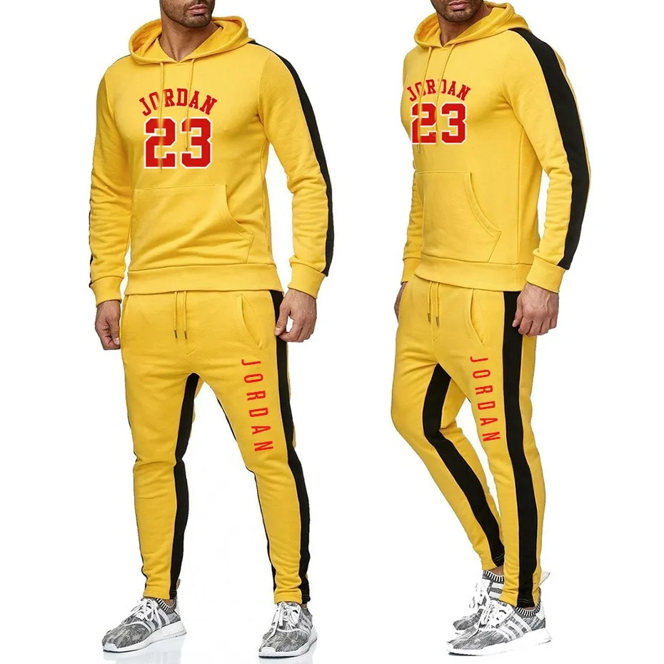 2019 New Print 23 Men's Fashion Casual Sports Pullover Cotton Hoodie  Mens Tracksuit Sports Casual Fashion Suit Men Sweat Suit