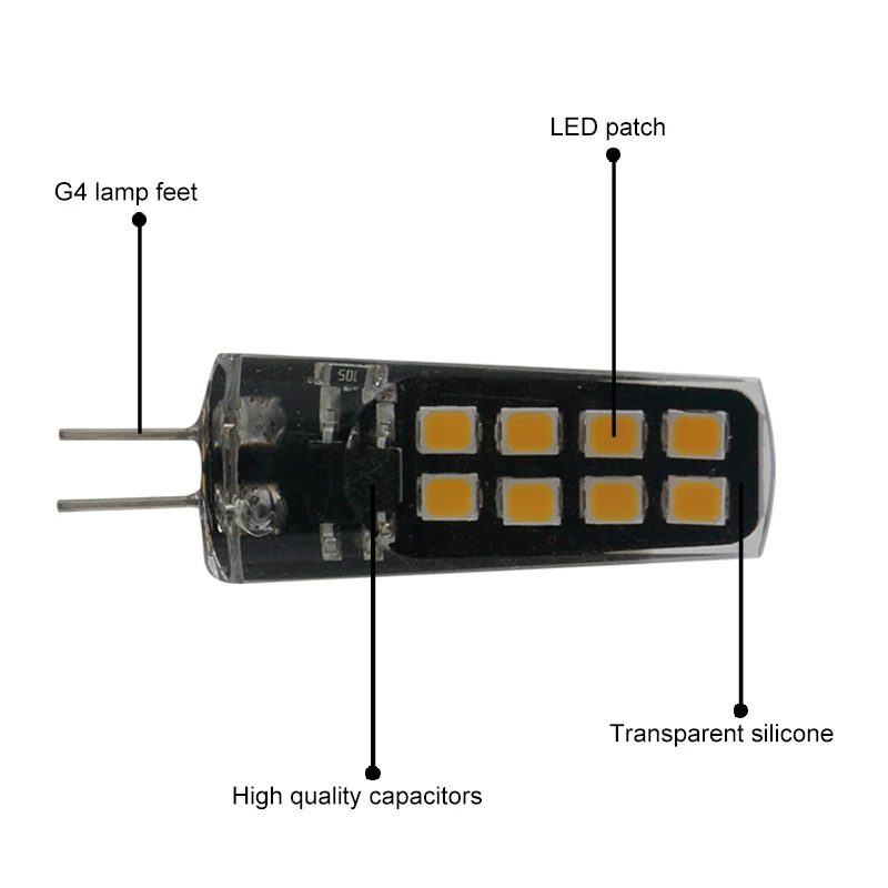 Светодиодная лампа 3W G4 16 светодиодов SMD 2835 12 24 В высокая яркость COB|g4 led lamp|g4 cobg4 cob |