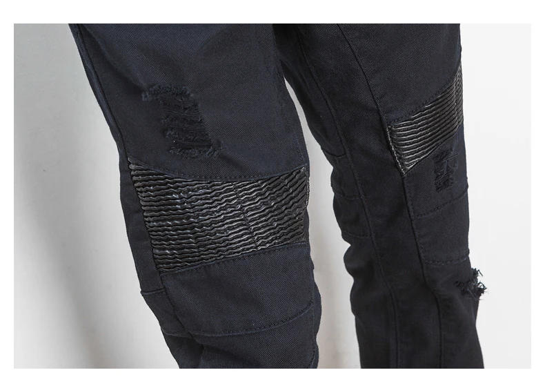 Новые байкерские мужские джинсы Homme в стиле пэчворк хип-хоп с дырками, облегающие рваные джинсы с потертостями, мужские джинсы из хлопка в стиле панк