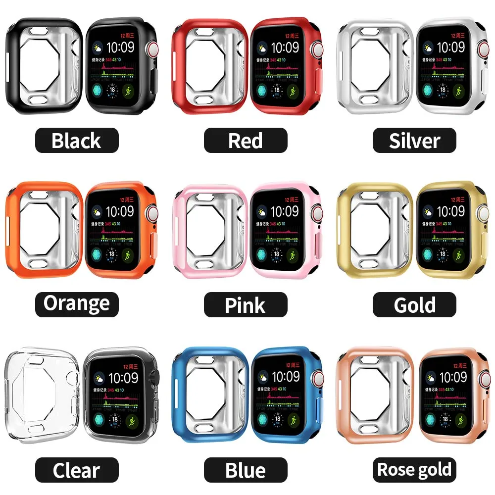 

9 Color Combinations Soft Protector Case for Apple Watch Series 5 4 40mm 44mm Cover Tpu Bumper for iWatch Frame Accessories