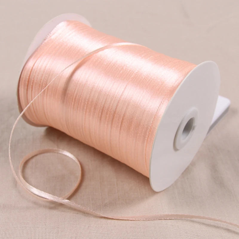 

1/8" 3mm Satin Ribbon for packing and bow & Garment Accessories 20y/lot 07 Peach