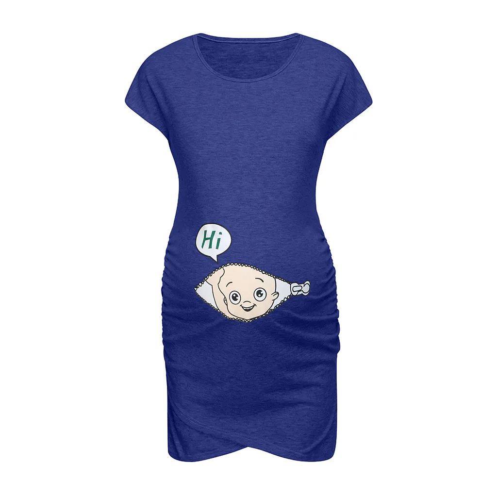 Женское платье без рукавов для беременных; платье с мультяшным принтом для кормящих Zwangerschaps Jurk Voor Fotografie; Одежда для беременных; платье - Цвет: Blue