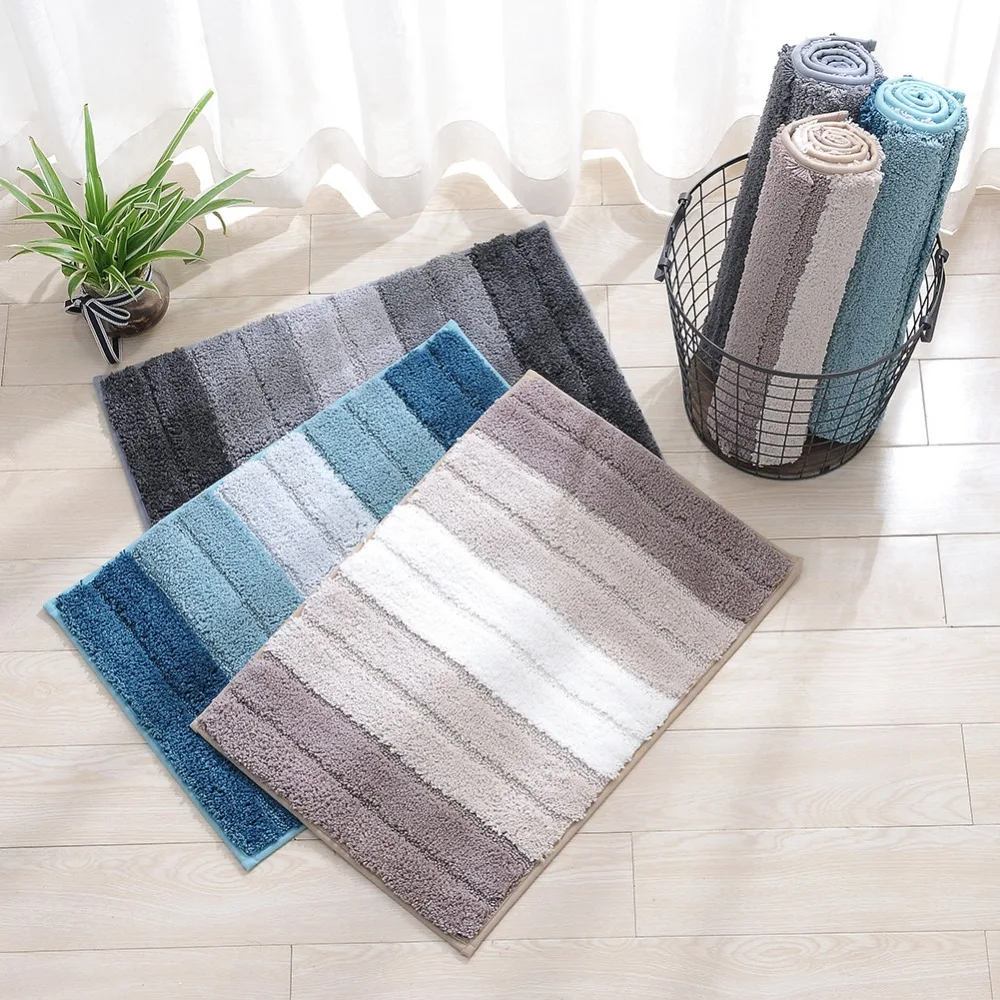 

Soft Gradient Water Absorption Rug Bathroom Mat Shaggy Bath Mat Blanket Set Kitchen Door Floor Mat Carpet For Toilet Non Slip