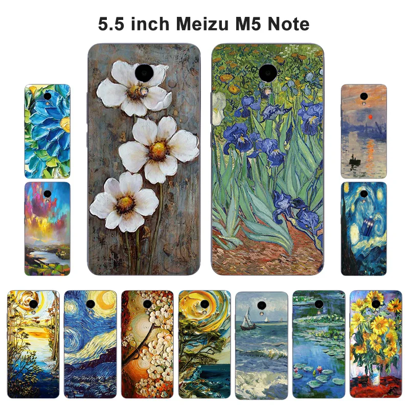Чехол для Meizu M5 Note мягкий силиконовый чехол из ТПУ с масляной росписью Blue 5 Note5