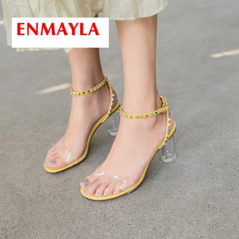 

ENMAYLA 2019 Women High Heel Basic Party Womans Shoes Buckle Strap Summer Fashion Solid Woman Shoes Size 34-39 LY2040
