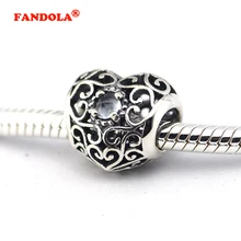 Подходит для Pandora шармы браслеты Мартовские бусины в форме сердца с Стразы ярко синего цвета 925 стерлингового серебра ювелирные изделия