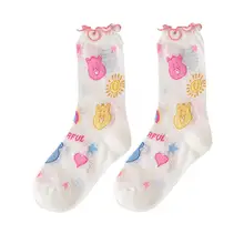 4 пар/лот, новые летние женские милые полупрозрачные носки с милыми буквами