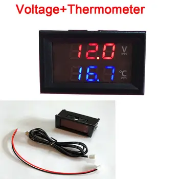 

DC 12V 24V RED+green Led Digital Thermometer -50 ~125C Temperature Meter + voltage Voltmeter for Car/Water/Air/Indoor/Outdoor
