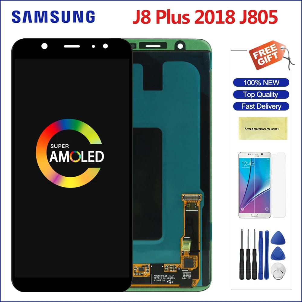 

samsung j8 plus 2018 j8+ j805 Touch Screen Digitizer LCD Display black phone repair LCD replacement for galaxy J8 Plus J8+ LCD